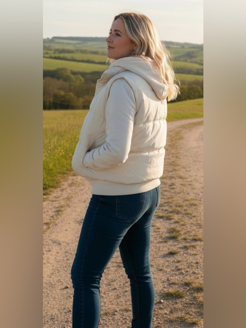 Wild Fable Light Beige Quilted Puffer Vest - Picture 3 of 9